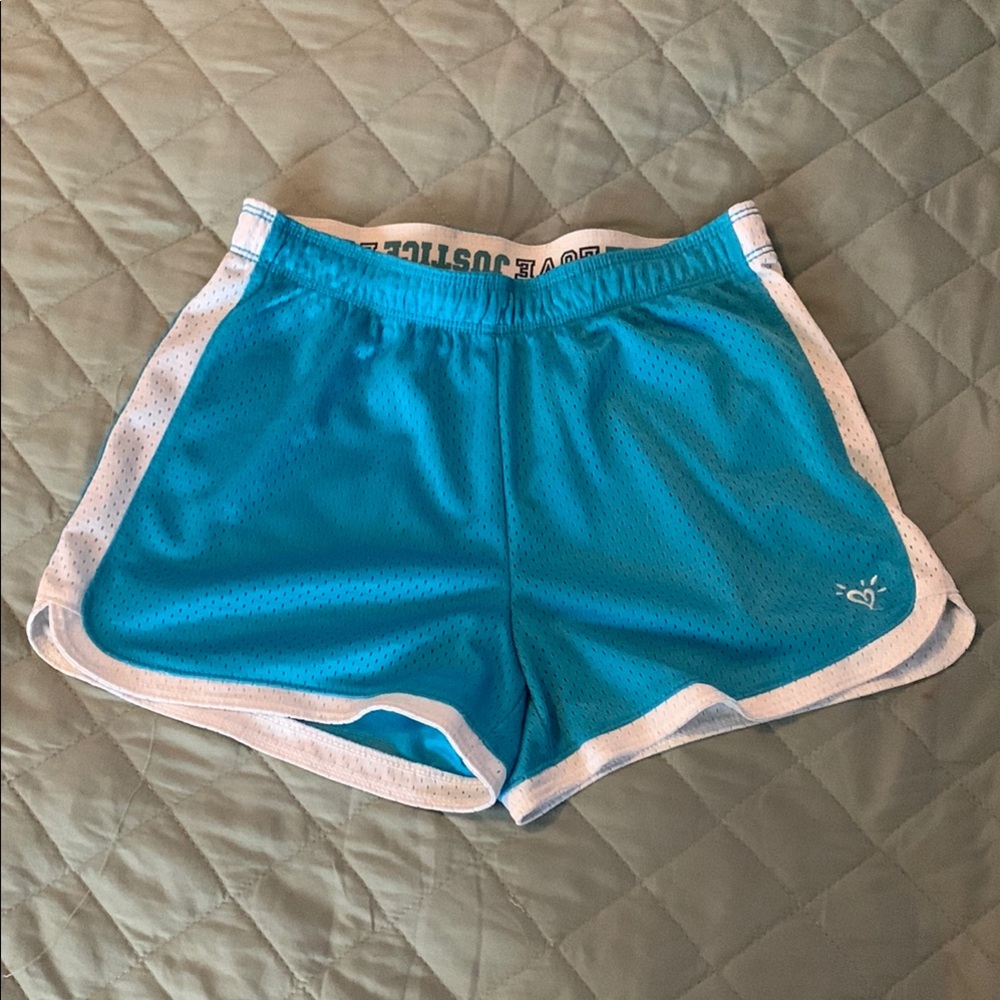 Justice Blue and White Athletic Shorts with Elastic Waistband